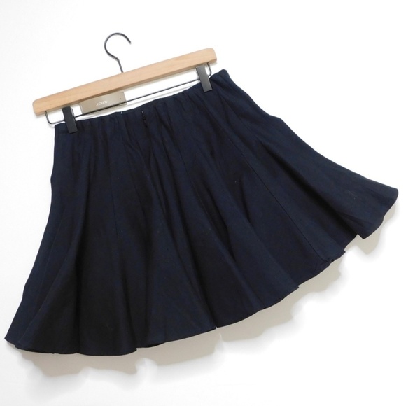 NWT!! J. CREW Godet Mini Skirt Black Chino Pleated Solid Pleats Preppy Size 0 - Picture 9 of 16